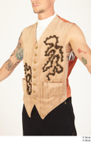   Photos Man in Historical Civilian suit 6 18th century medieval clothing orange tattoo upper body vest 0002.jpg